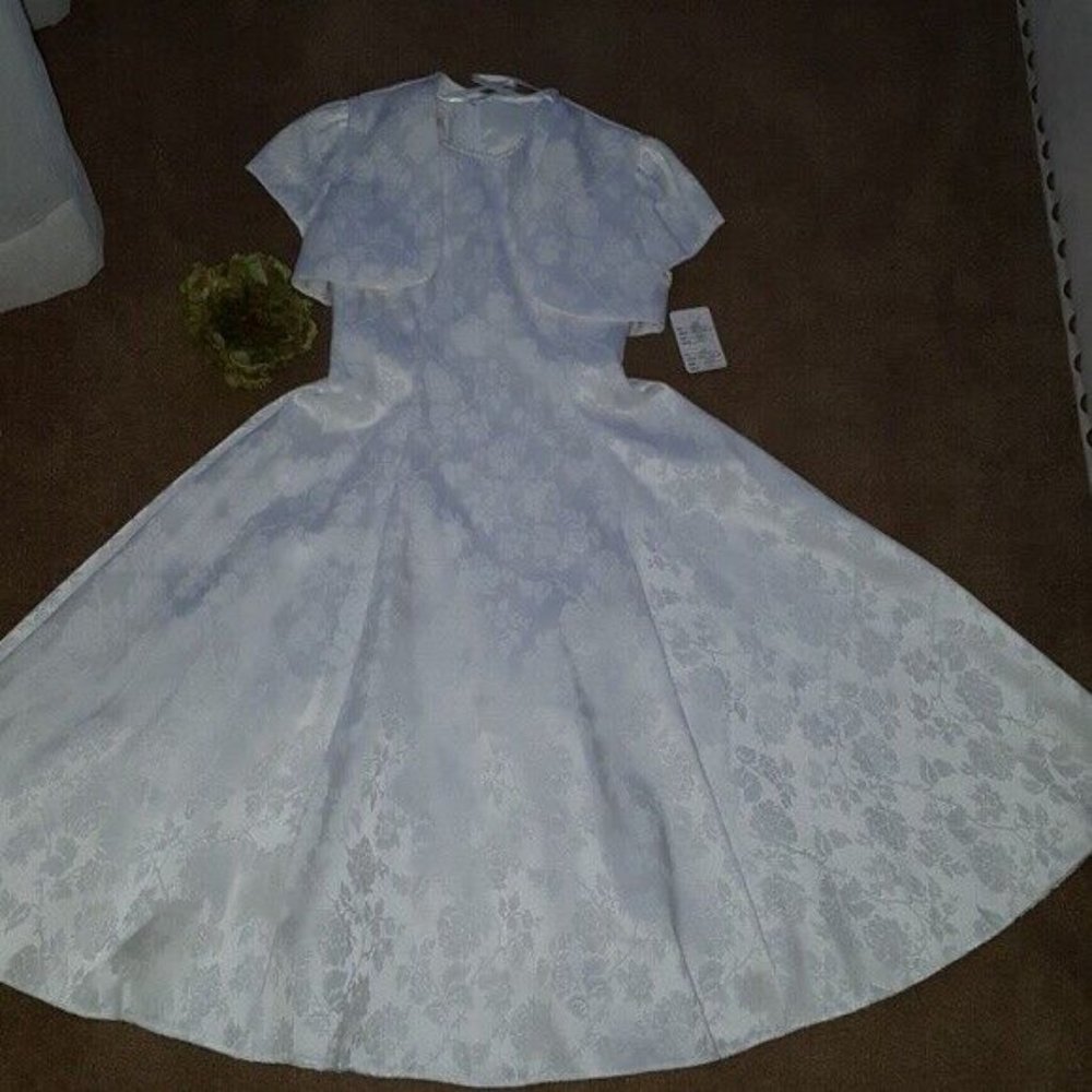 Jessica McClintock girls white brocade dress NWT girls size 10 (A2)